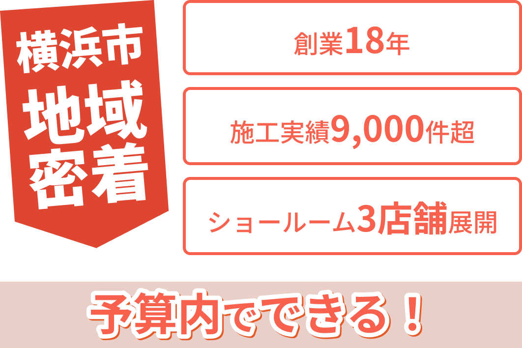 横浜市地域密着 予算内でできる！